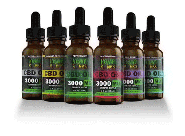 seis botellas de aceite de CBD de cáñamo
